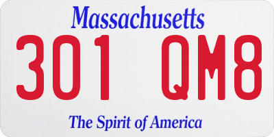 MA license plate 301QM8