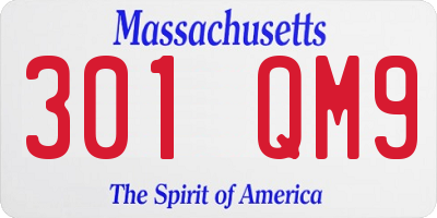 MA license plate 301QM9