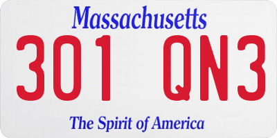 MA license plate 301QN3