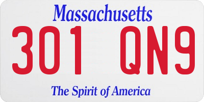 MA license plate 301QN9