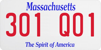 MA license plate 301QO1