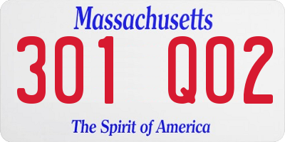 MA license plate 301QO2