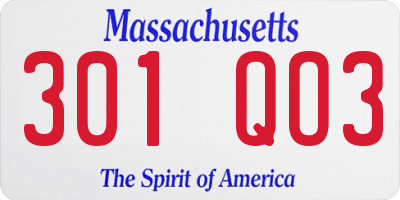 MA license plate 301QO3