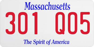 MA license plate 301QO5