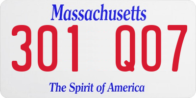 MA license plate 301QO7