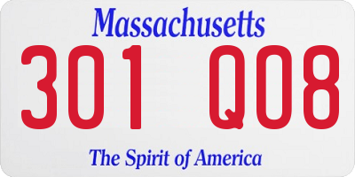 MA license plate 301QO8