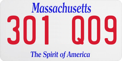 MA license plate 301QO9