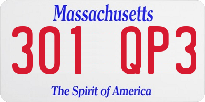 MA license plate 301QP3