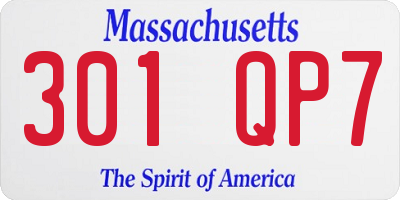 MA license plate 301QP7