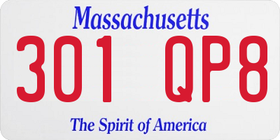 MA license plate 301QP8
