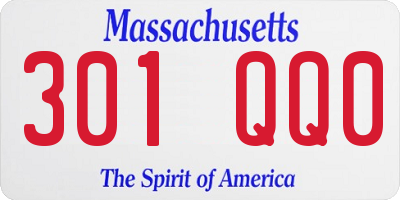 MA license plate 301QQ0