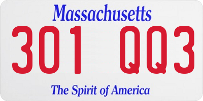 MA license plate 301QQ3