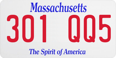 MA license plate 301QQ5