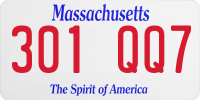 MA license plate 301QQ7