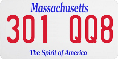 MA license plate 301QQ8