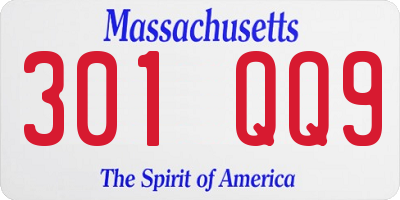 MA license plate 301QQ9
