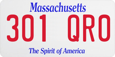 MA license plate 301QR0
