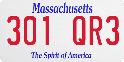 MA license plate 301QR3