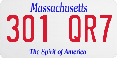 MA license plate 301QR7