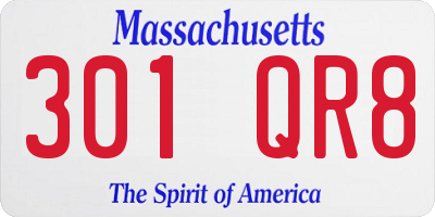 MA license plate 301QR8