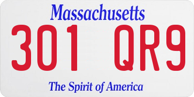 MA license plate 301QR9