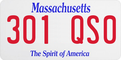 MA license plate 301QS0