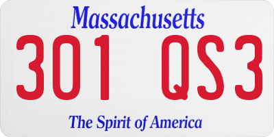 MA license plate 301QS3
