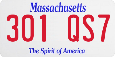 MA license plate 301QS7