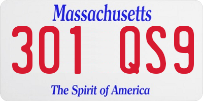 MA license plate 301QS9