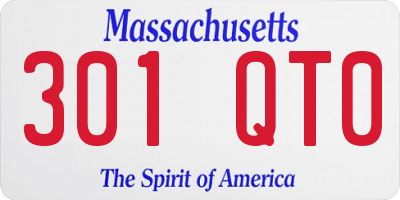 MA license plate 301QT0