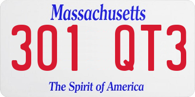 MA license plate 301QT3