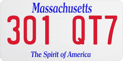 MA license plate 301QT7
