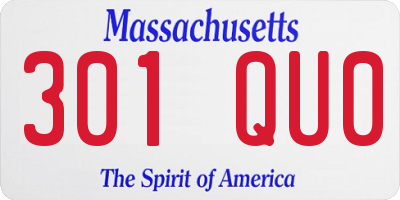 MA license plate 301QU0