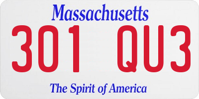 MA license plate 301QU3