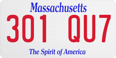 MA license plate 301QU7