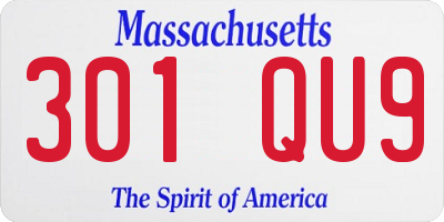 MA license plate 301QU9