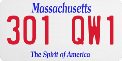 MA license plate 301QW1