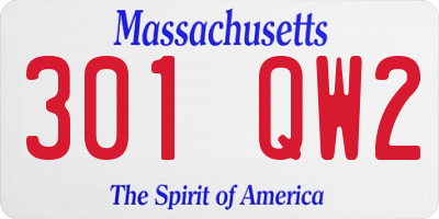 MA license plate 301QW2