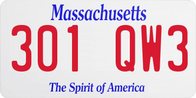 MA license plate 301QW3