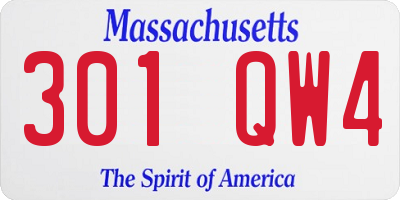 MA license plate 301QW4