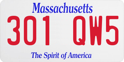 MA license plate 301QW5