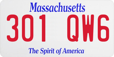 MA license plate 301QW6