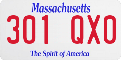 MA license plate 301QX0