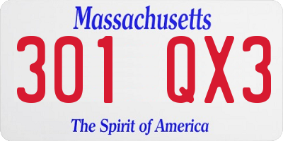 MA license plate 301QX3