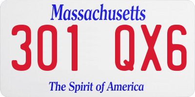 MA license plate 301QX6