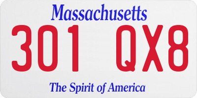MA license plate 301QX8
