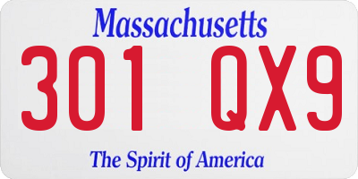 MA license plate 301QX9