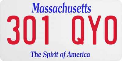 MA license plate 301QY0