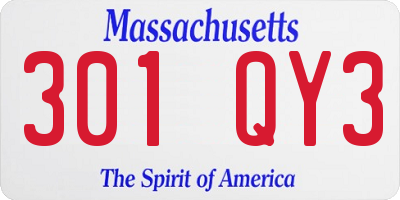 MA license plate 301QY3