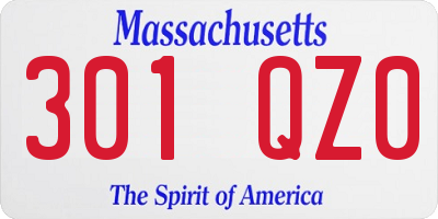 MA license plate 301QZ0